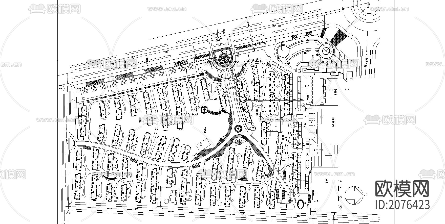 小区规划方案CAD施工图下载（渲染图2）