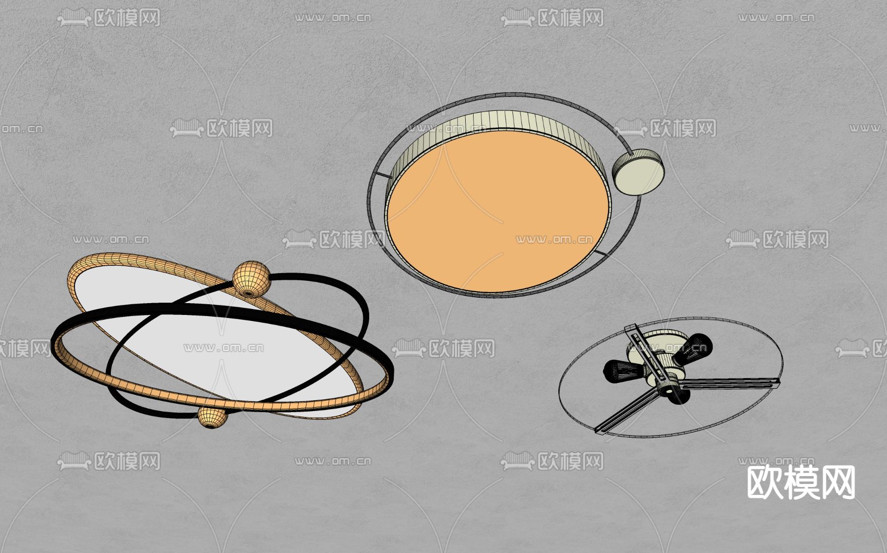 现代轻奢吸顶灯su模型下载（渲染图5）