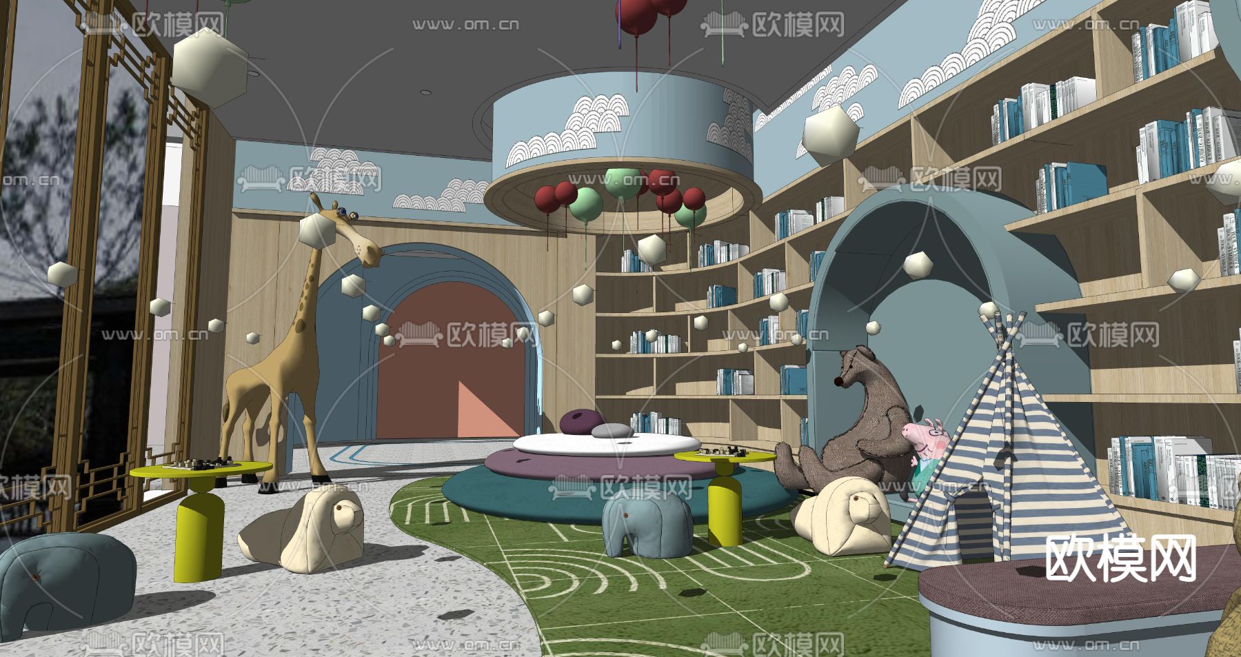 现代儿童活动室su模型下载（渲染图4）