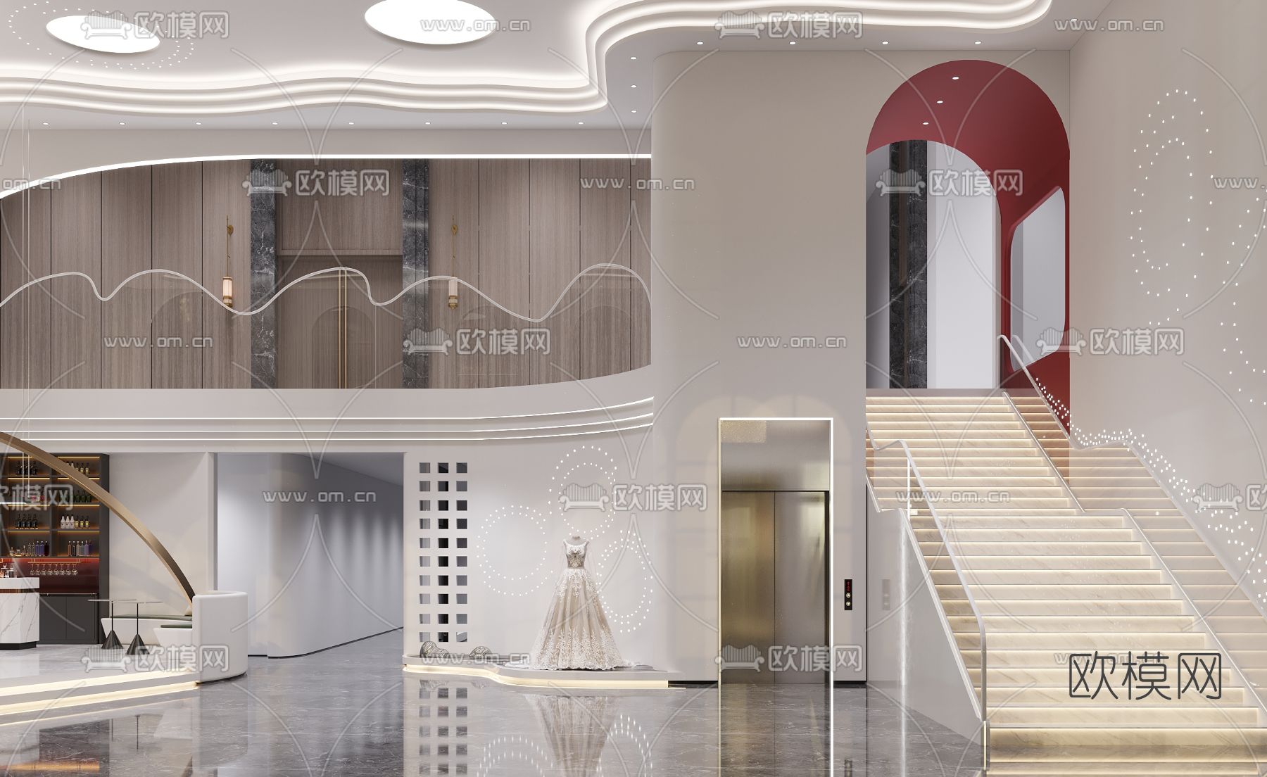 现代婚纱店大堂前台3d模型下载（渲染图2）