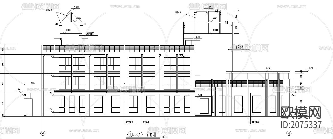 某框架结构幼儿园建筑结构CAD全图下载（渲染图4）