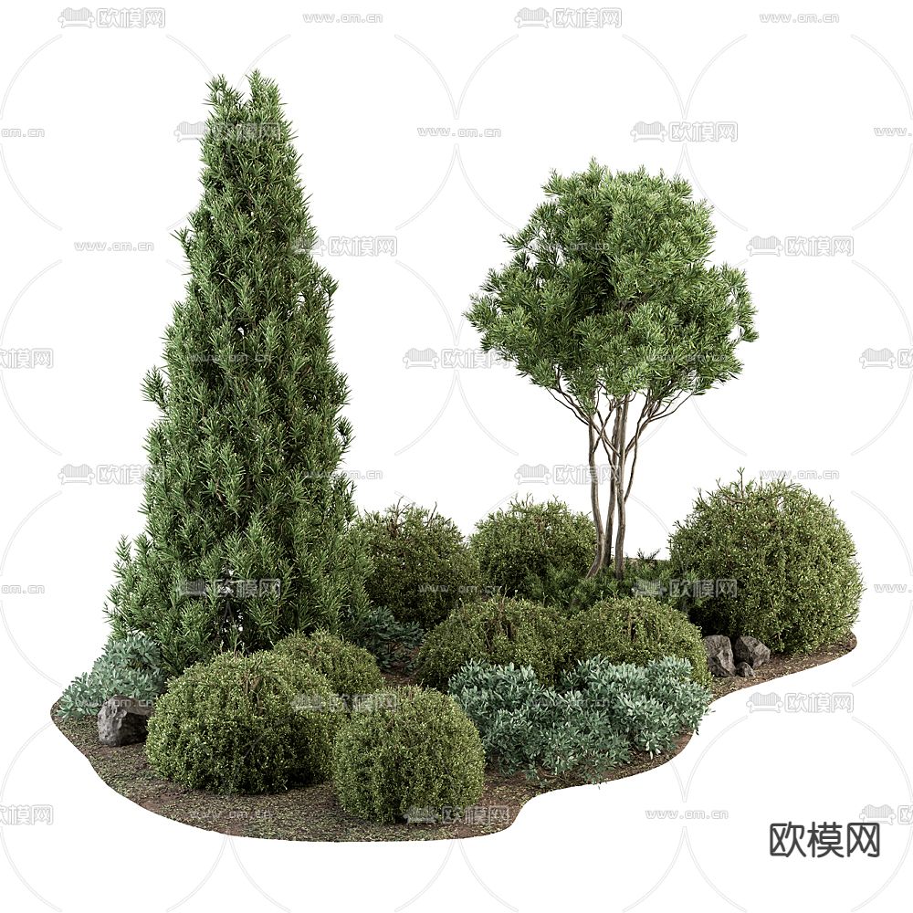现代灌木景观树3d模型