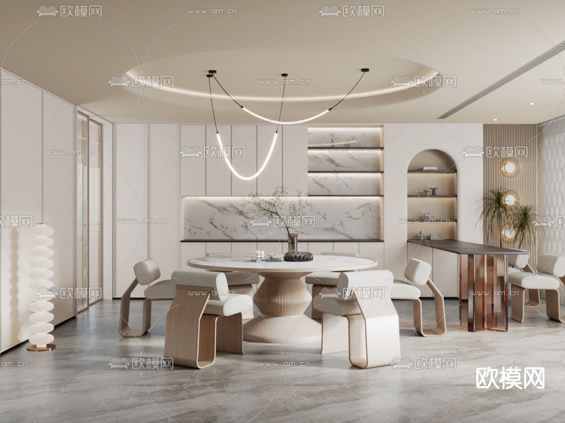 侘寂餐厅su模型下载（渲染图1）