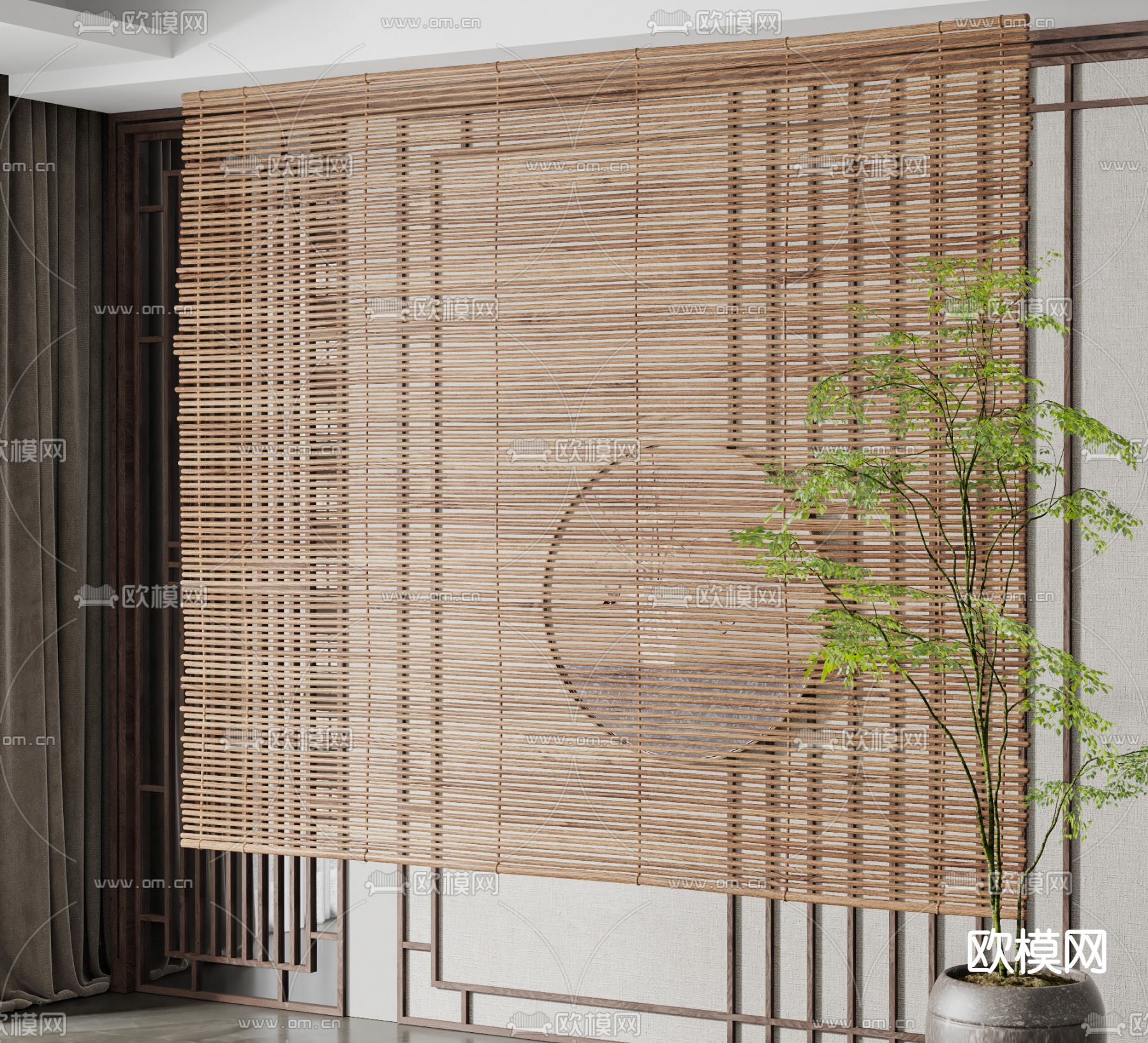 新中式实木百叶帘3d模型下载_ID11916704_3dmax免费模型-欧模网