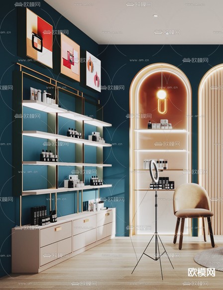 现代化妆品店直播间3d模型下载(渲染图2)