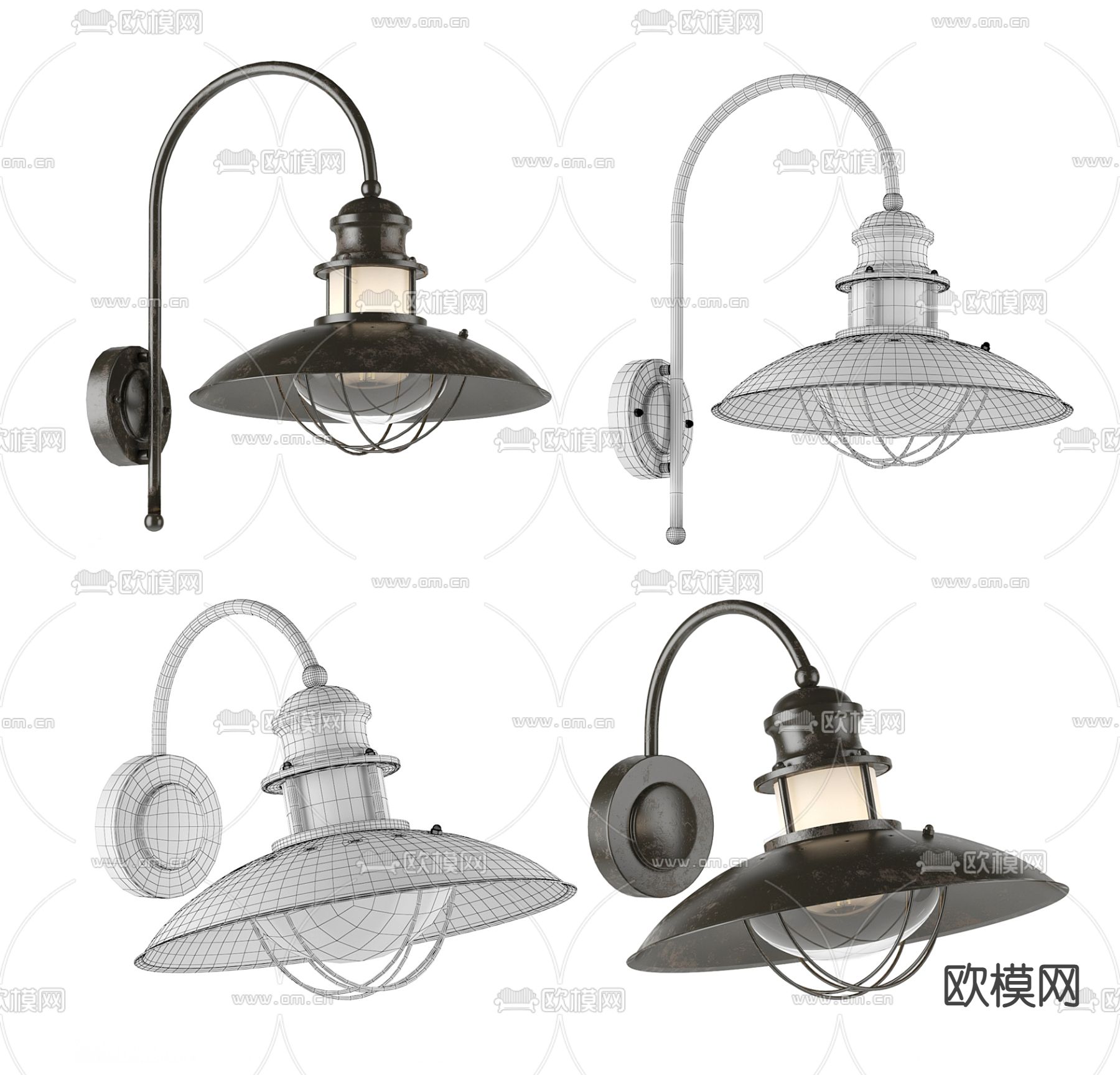 工业风轻奢壁灯3d模型下载