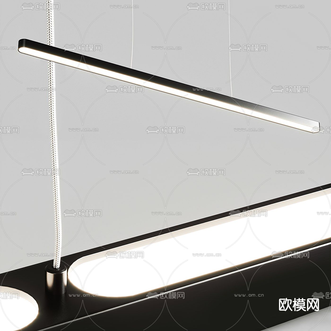 现代办公吊灯3d模型下载（渲染图2）