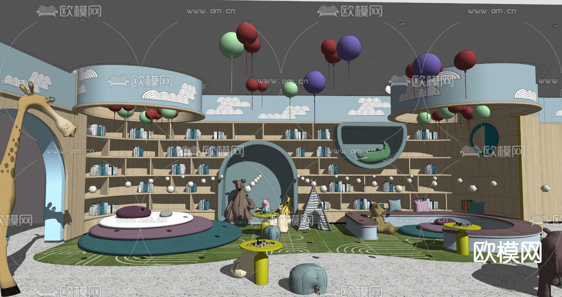 现代儿童活动室su模型下载（渲染图3）