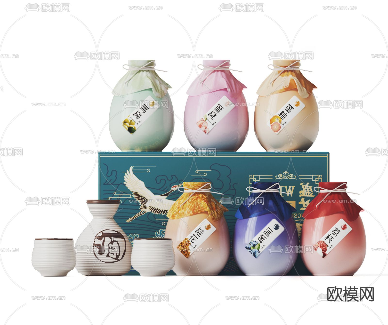 现代酒具su模型下载（渲染图1）