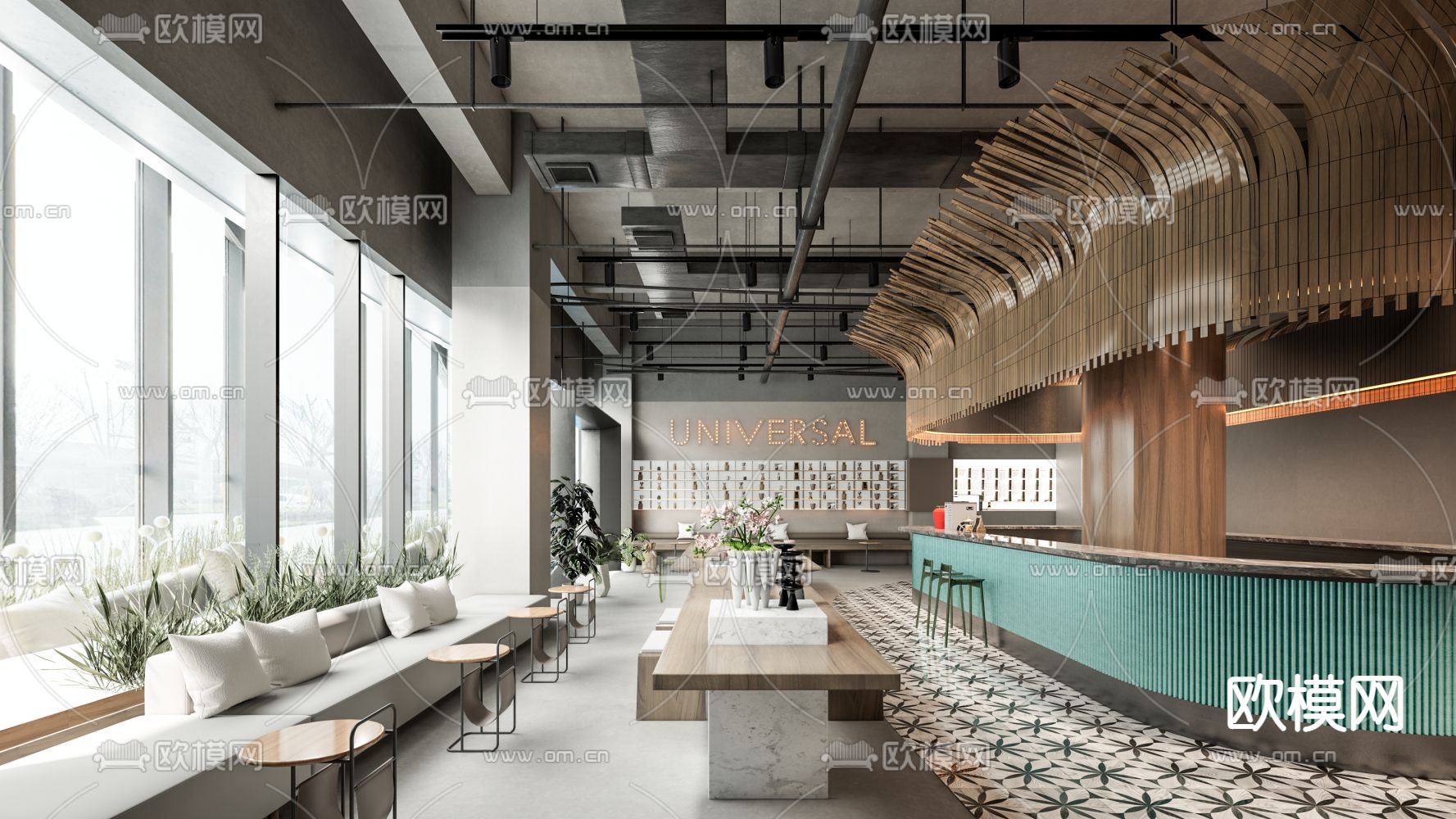 现代轻奢茶餐厅su模型