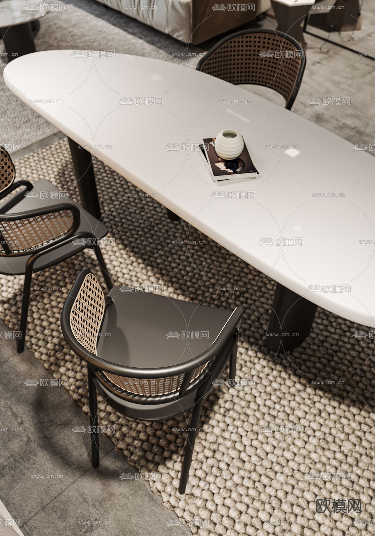 侘寂客餐厅3d模型下载（渲染图3）