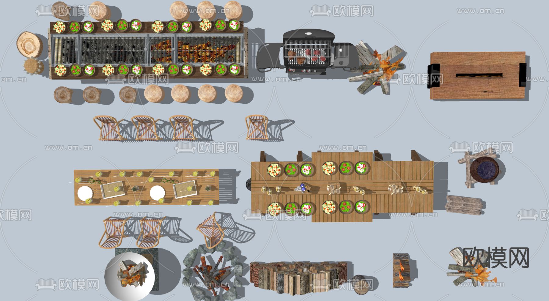 现代烧烤用具su模型下载（渲染图3）