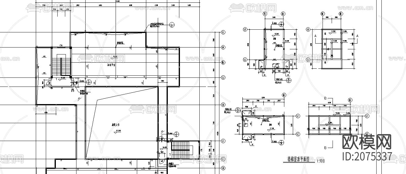某框架结构幼儿园建筑结构CAD全图下载（渲染图5）