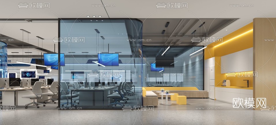 现代办公室3d模型下载(渲染图3)