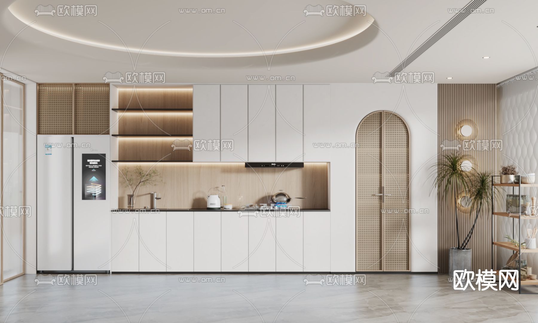 侘寂厨房su模型下载（渲染图1）