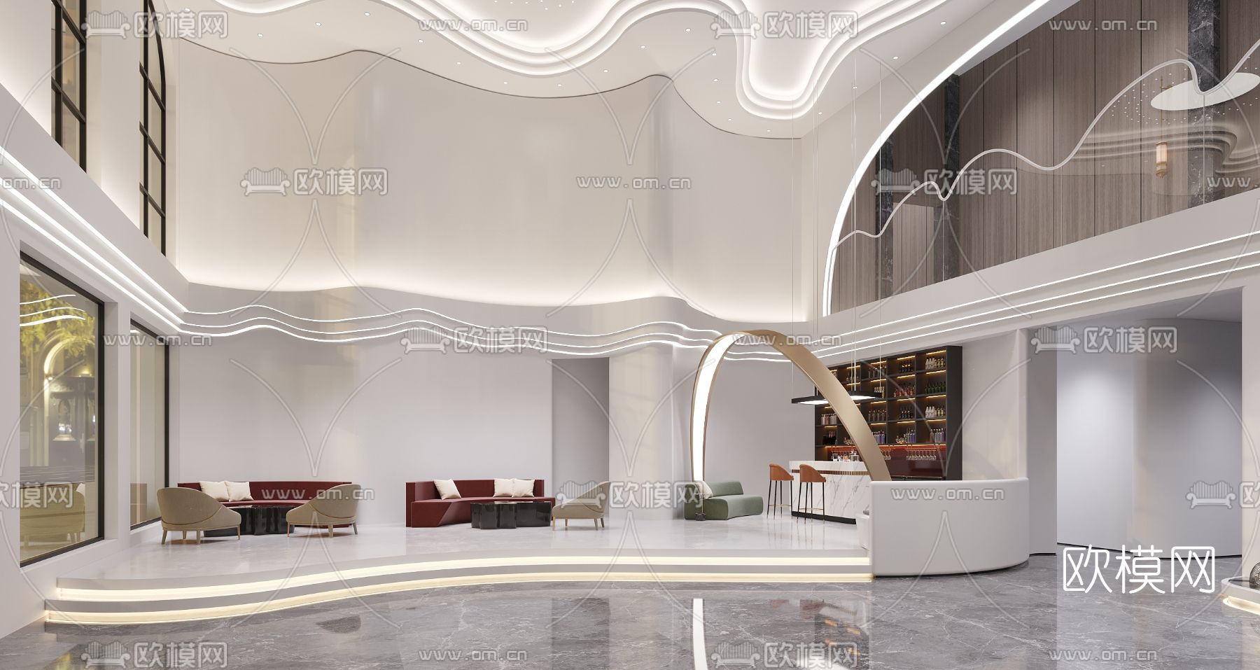 现代婚纱店大堂前台3d模型下载（渲染图1）