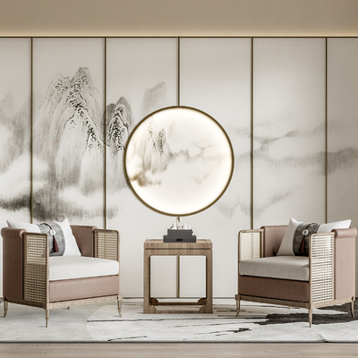 新中式休闲椅su模型