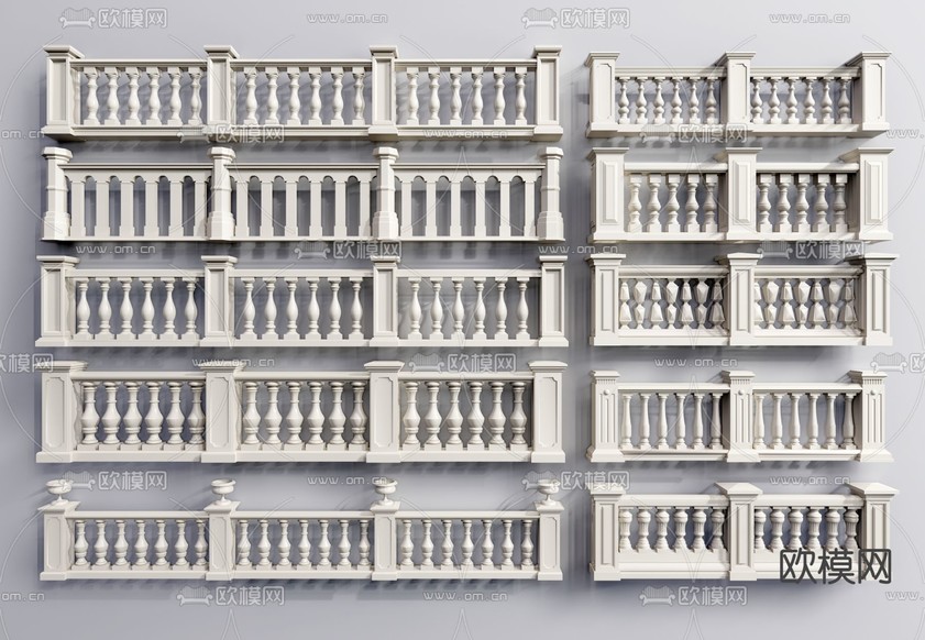 欧式栏杆护栏3d模型下载