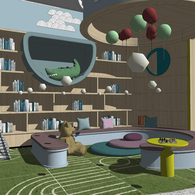  现代儿童活动室su模型 