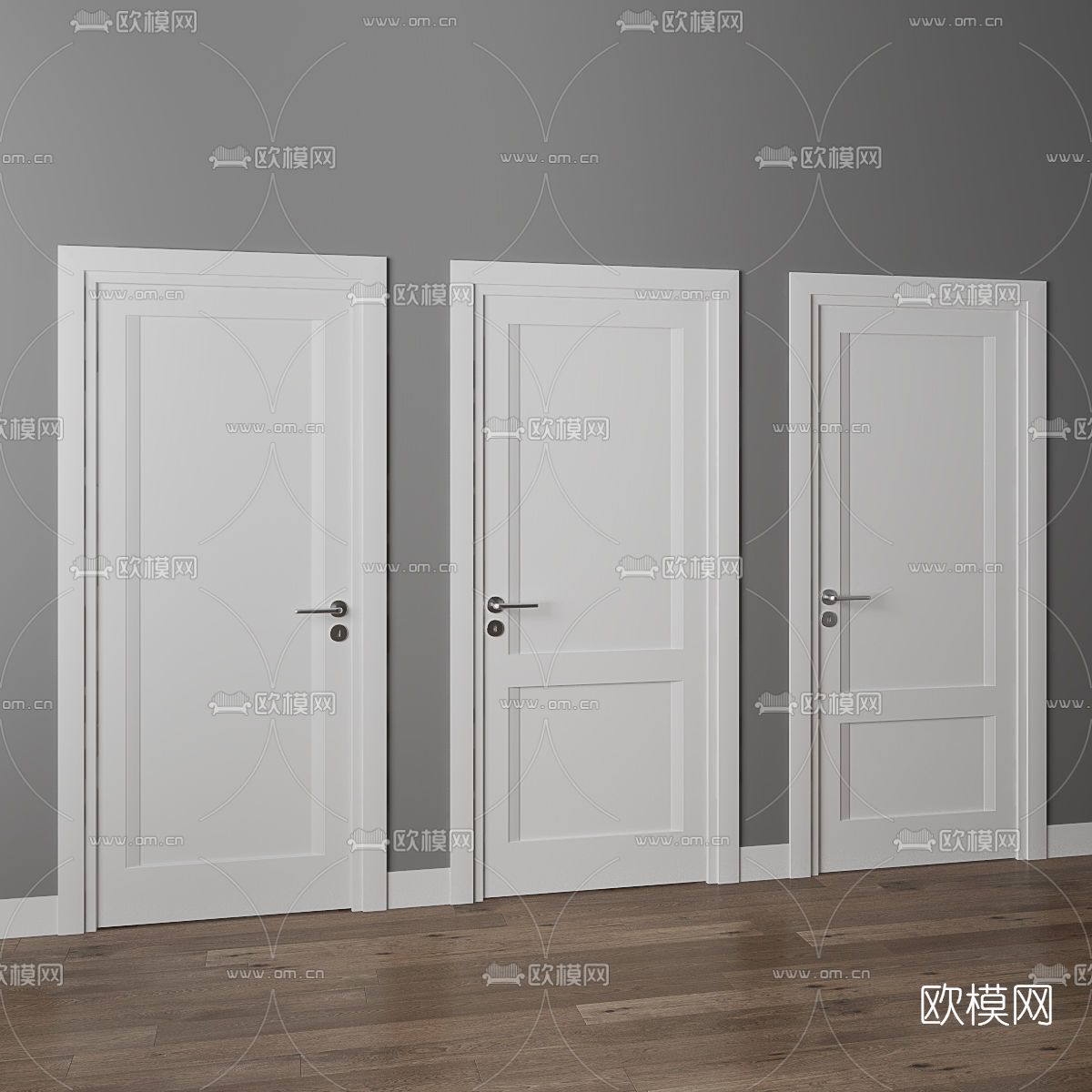 现代房门单开门3d模型下载（渲染图2）