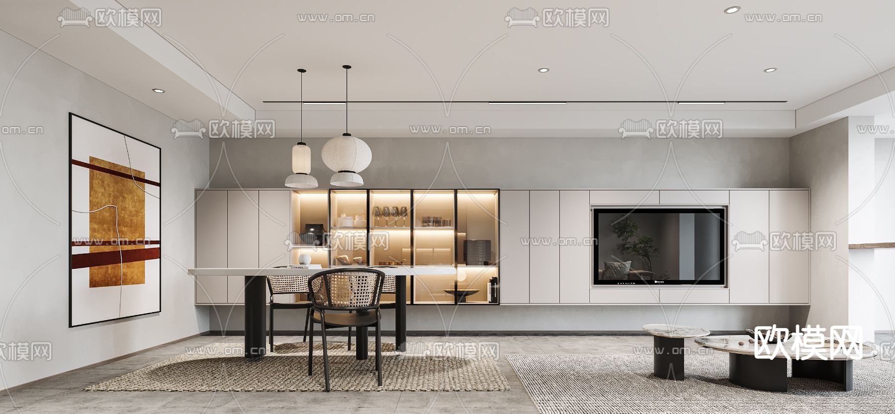 侘寂客餐厅3d模型下载（渲染图5）