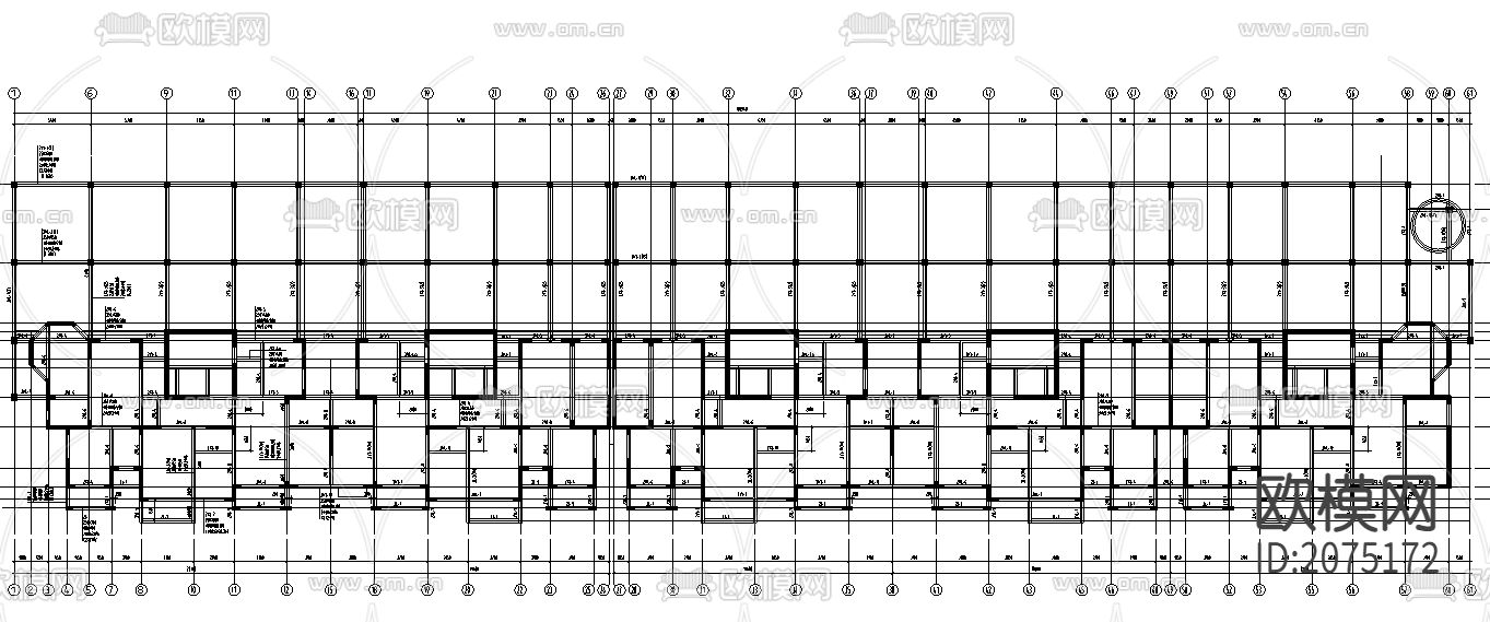 框架住宅基础平面CAD结构图下载（渲染图2）