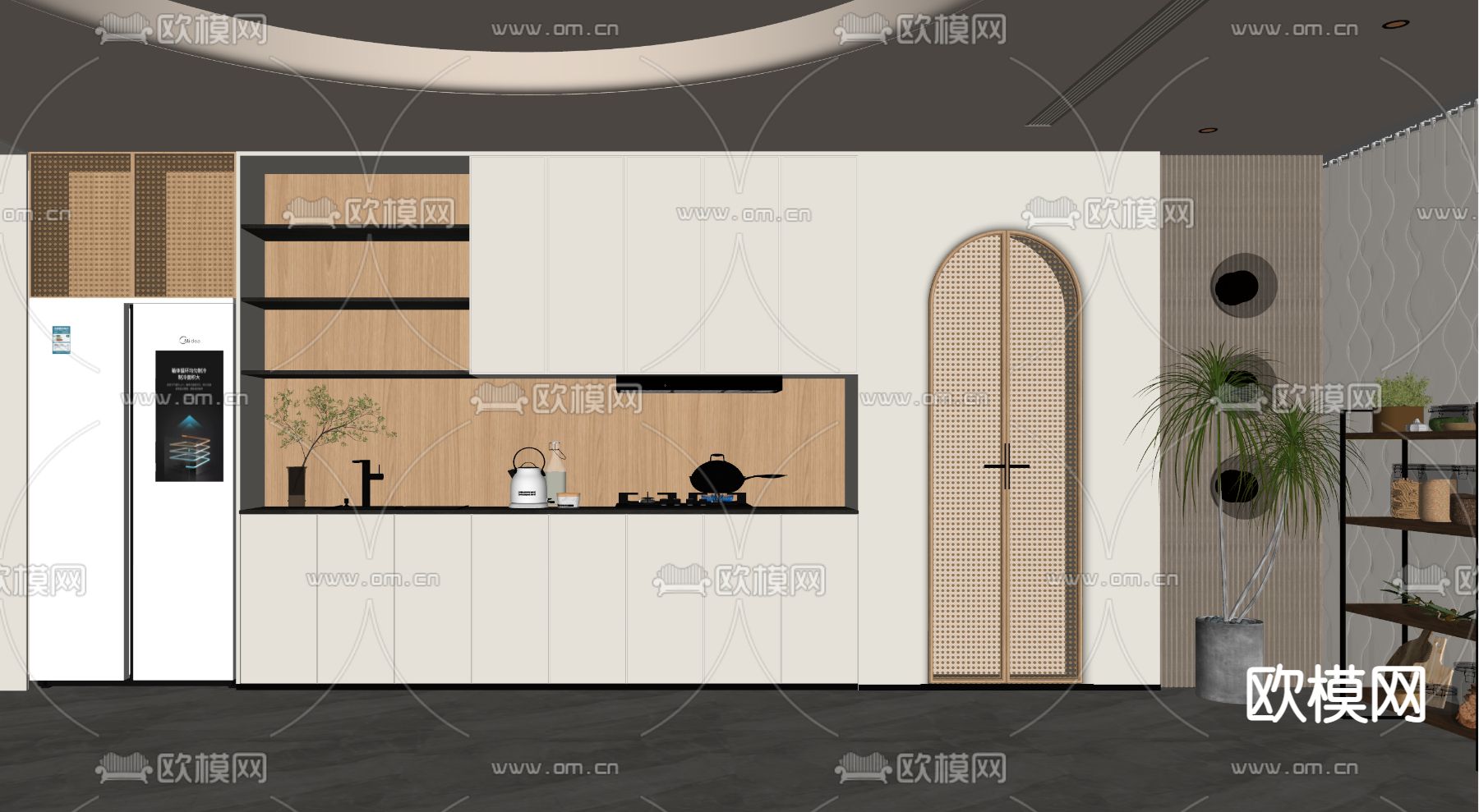 侘寂厨房su模型下载（渲染图2）