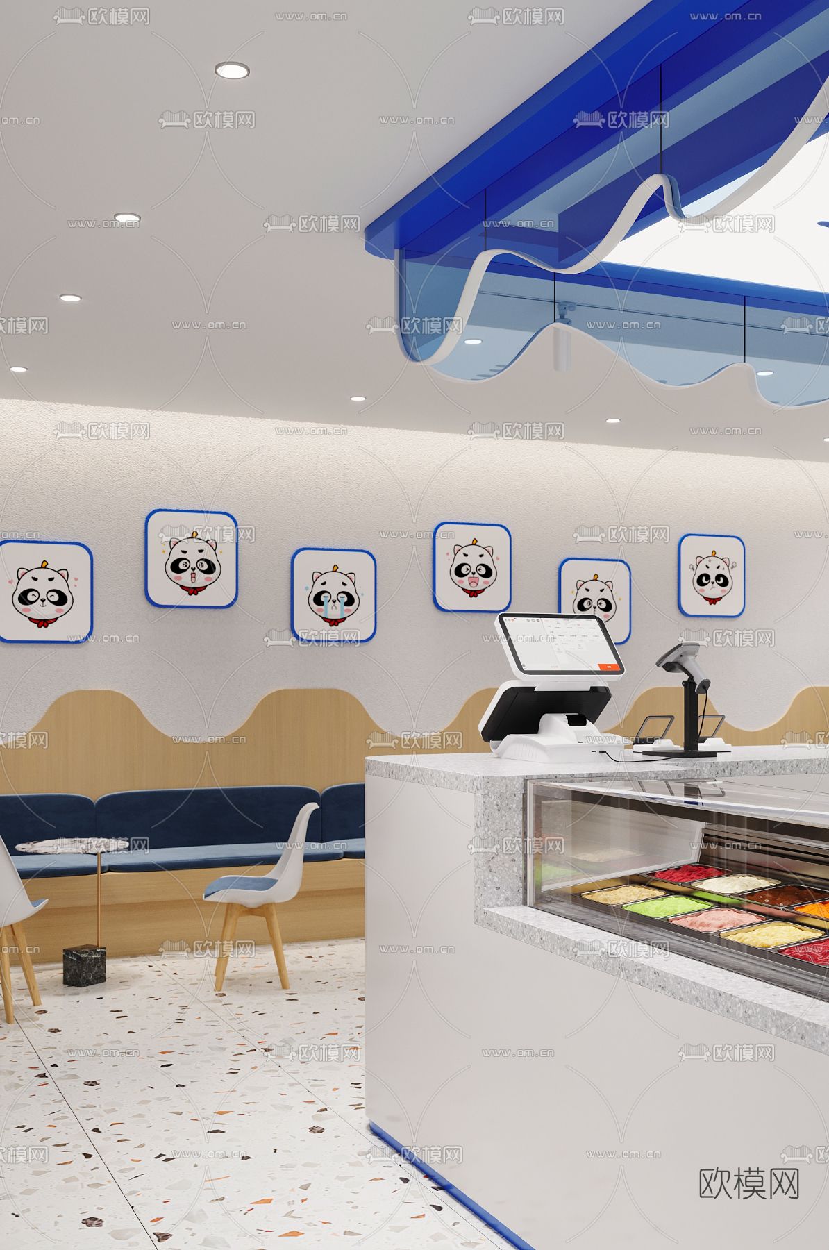 北欧奶茶店3d模型下载（渲染图2）