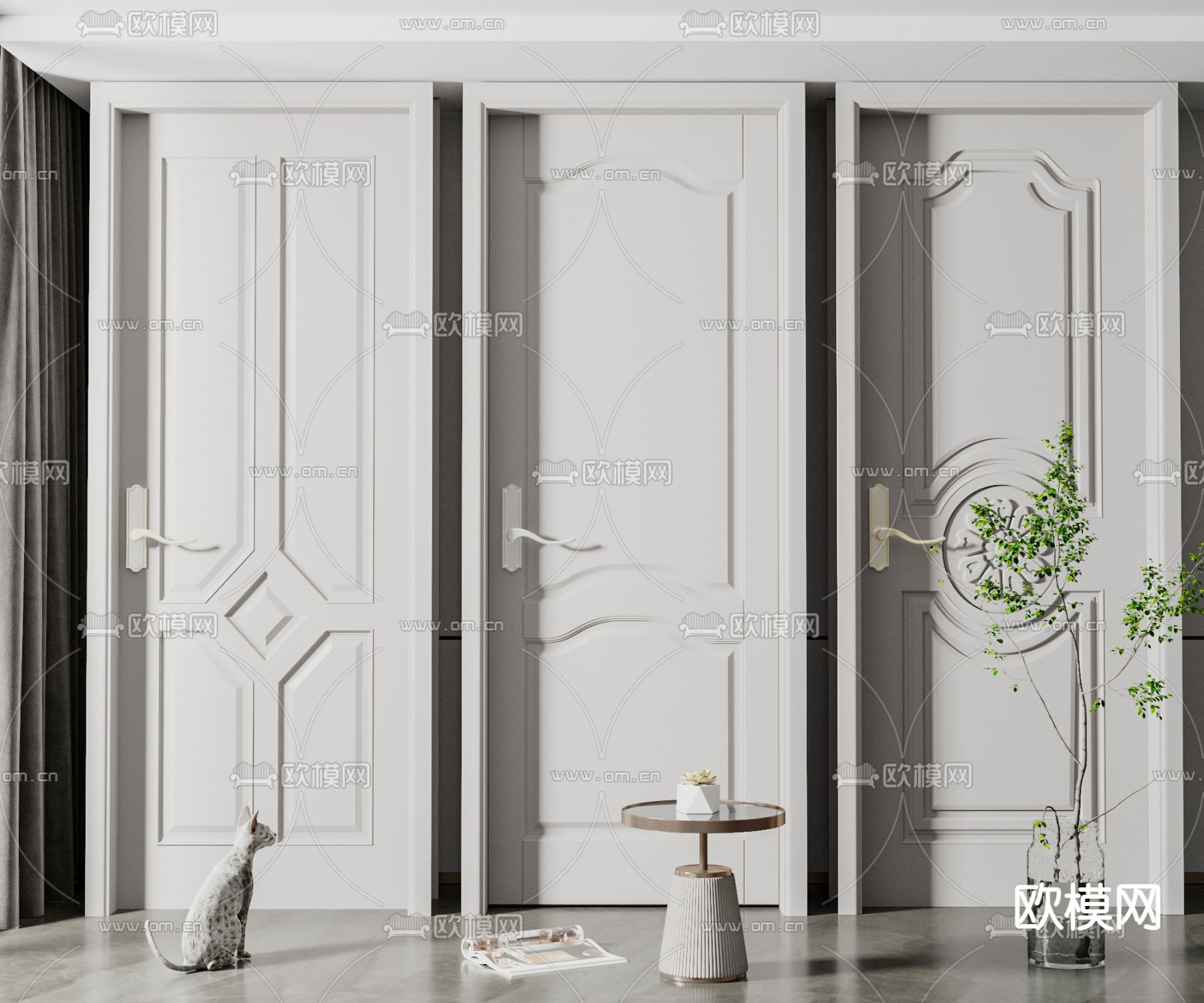 现代单开门免费3d模型下载