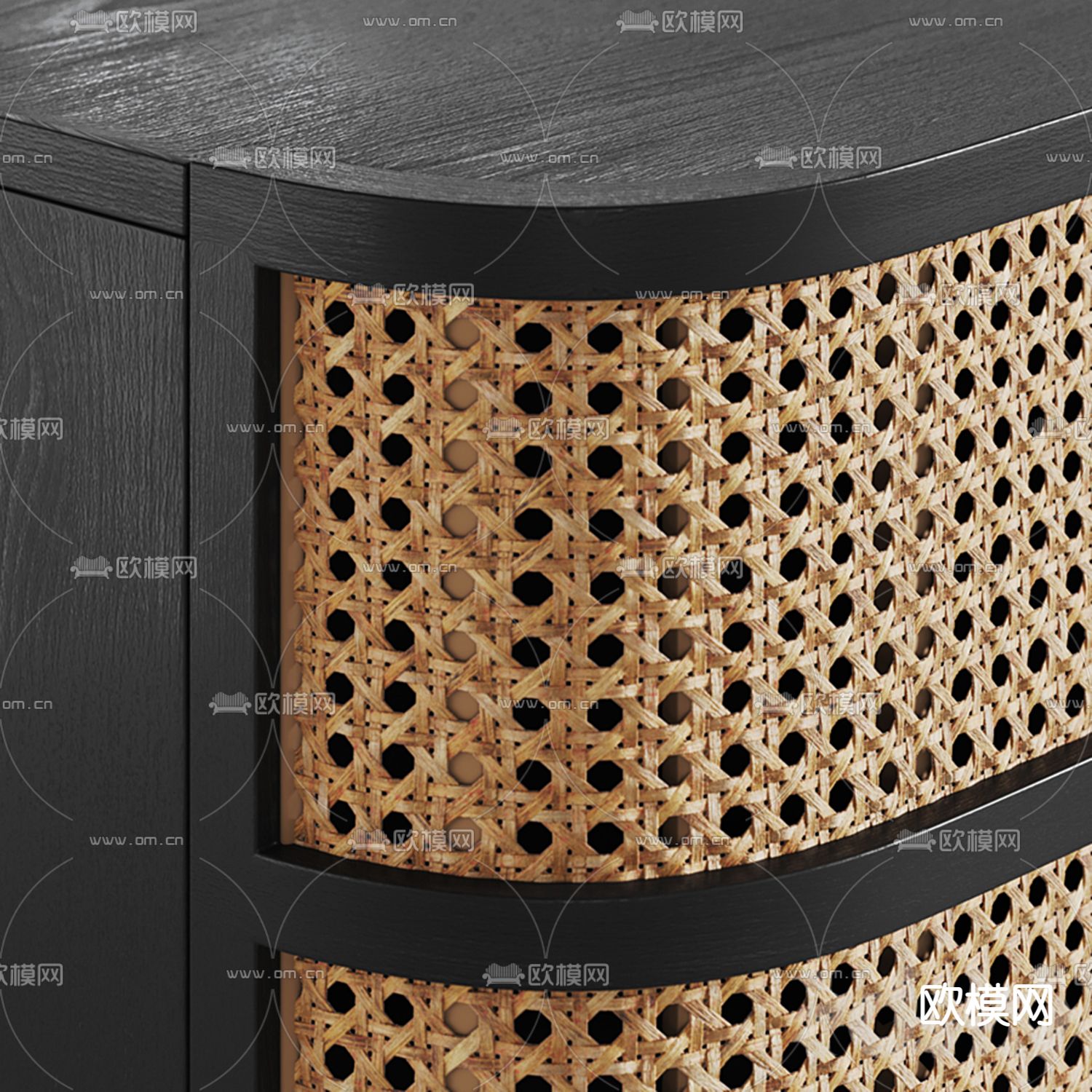 侘寂实木床头柜3d模型下载（渲染图4）