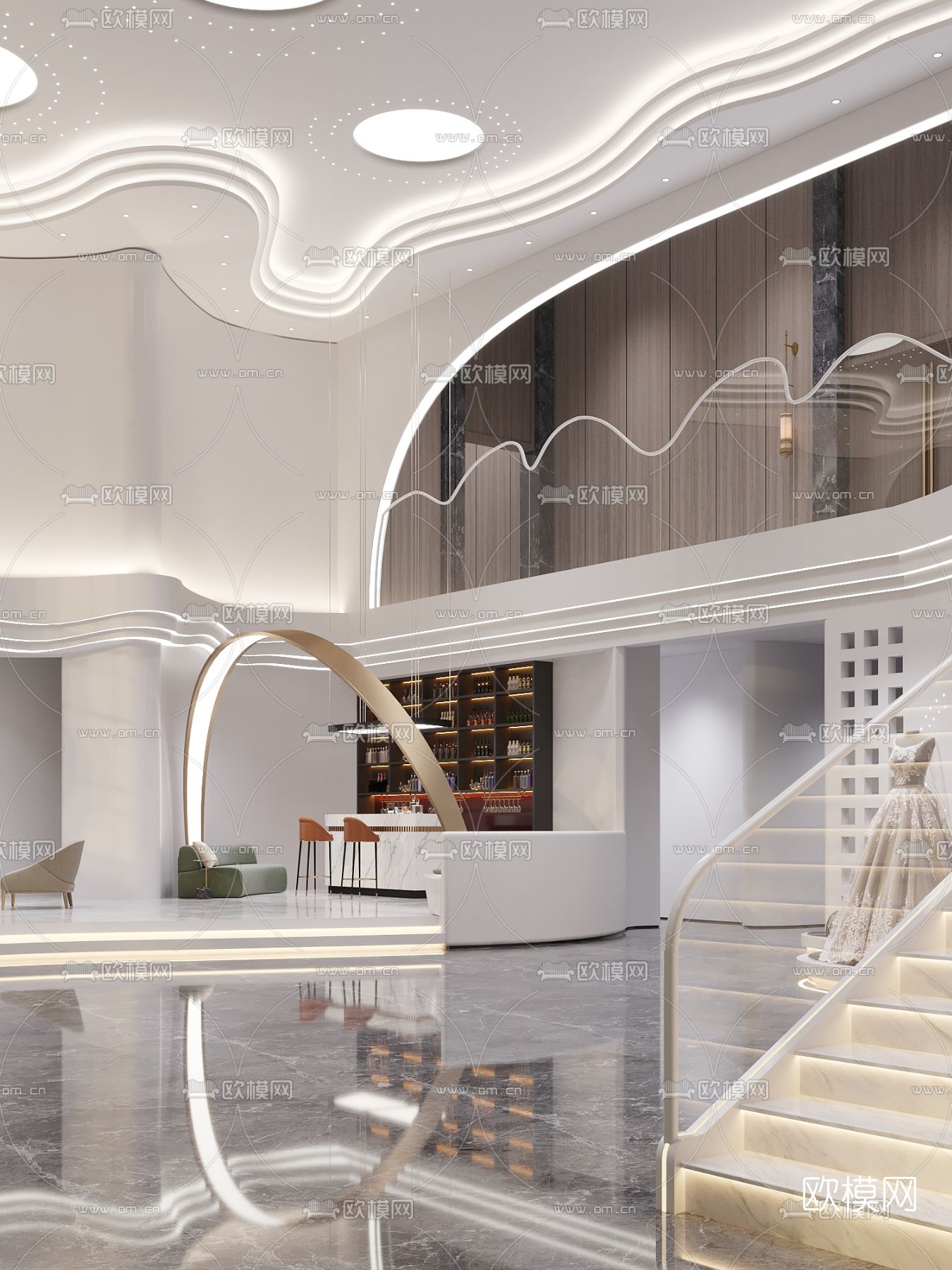 现代婚纱店大堂前台3d模型下载（渲染图3）
