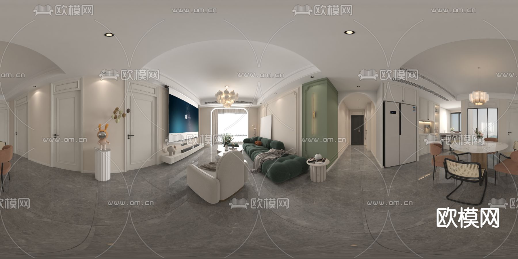 法式客餐厅全景免费3d模型下载