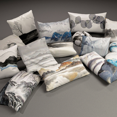  新中式枕头抱枕su模型 