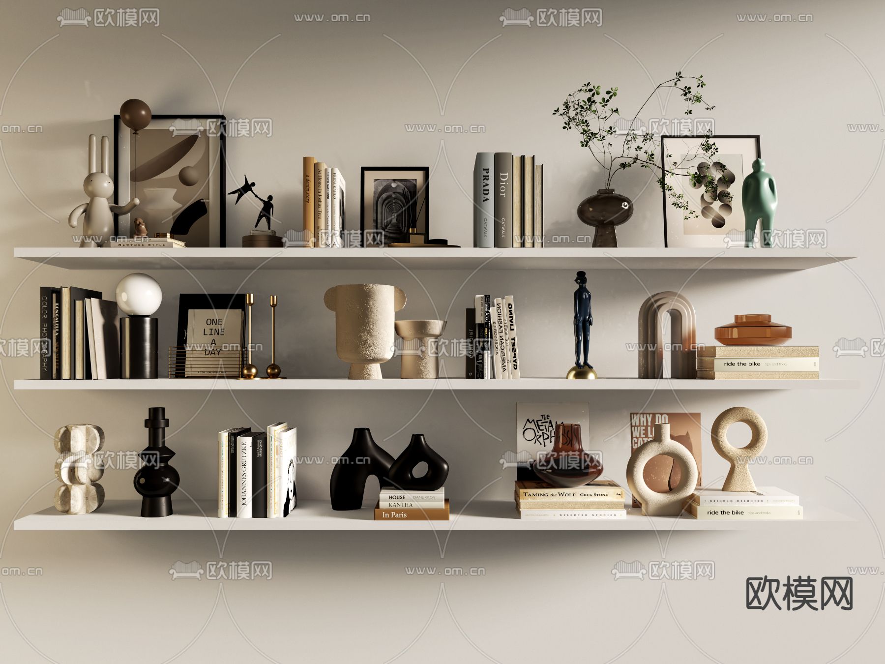 现代书籍雕塑摆件3d模型下载