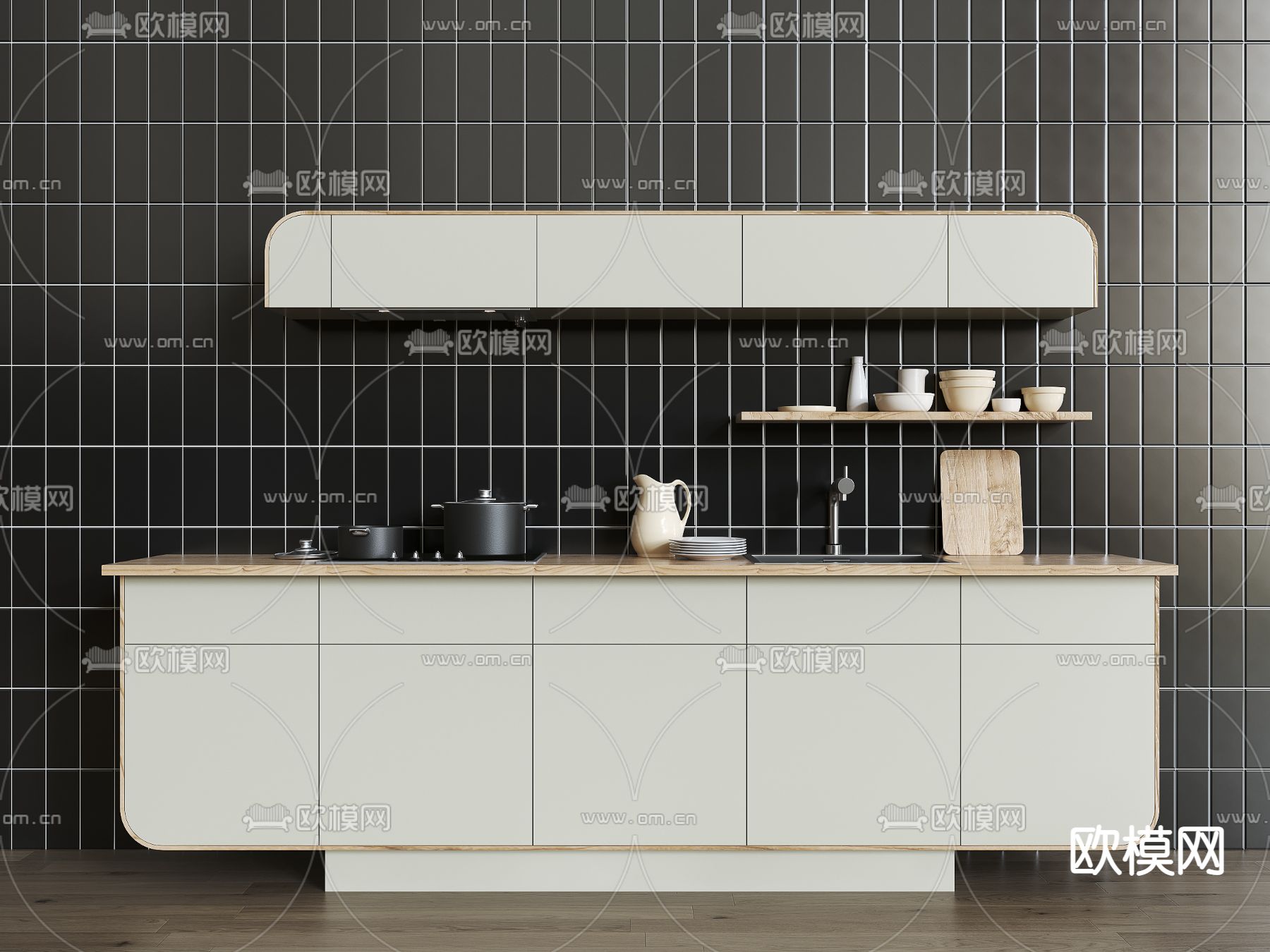 北欧厨柜su模型