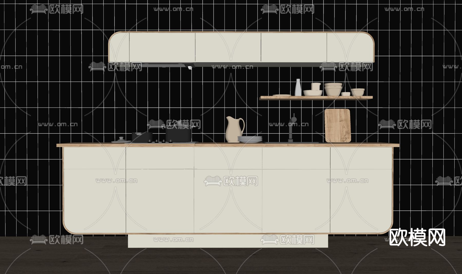 北欧厨柜su模型