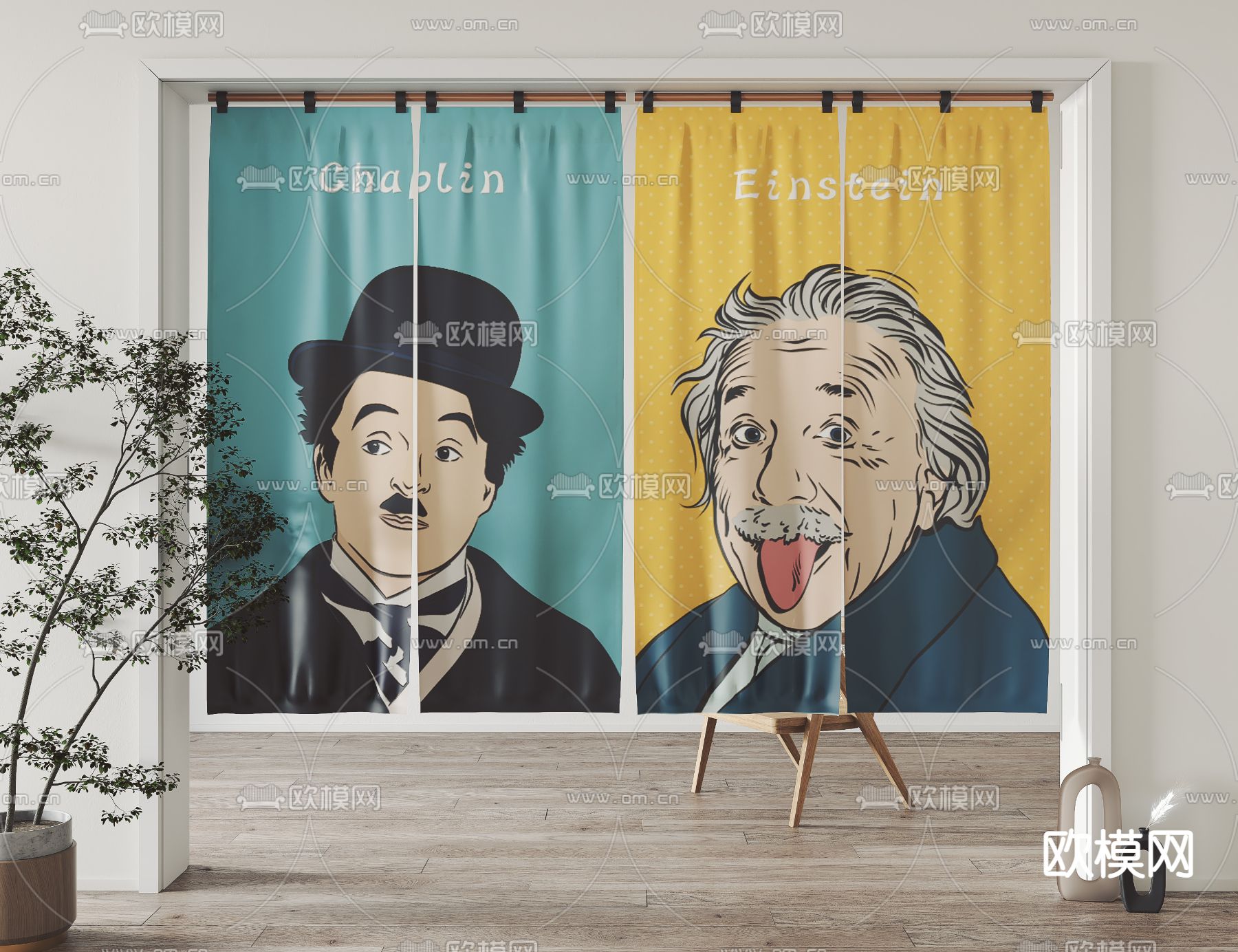 北欧布艺窗帘门帘3d模型下载