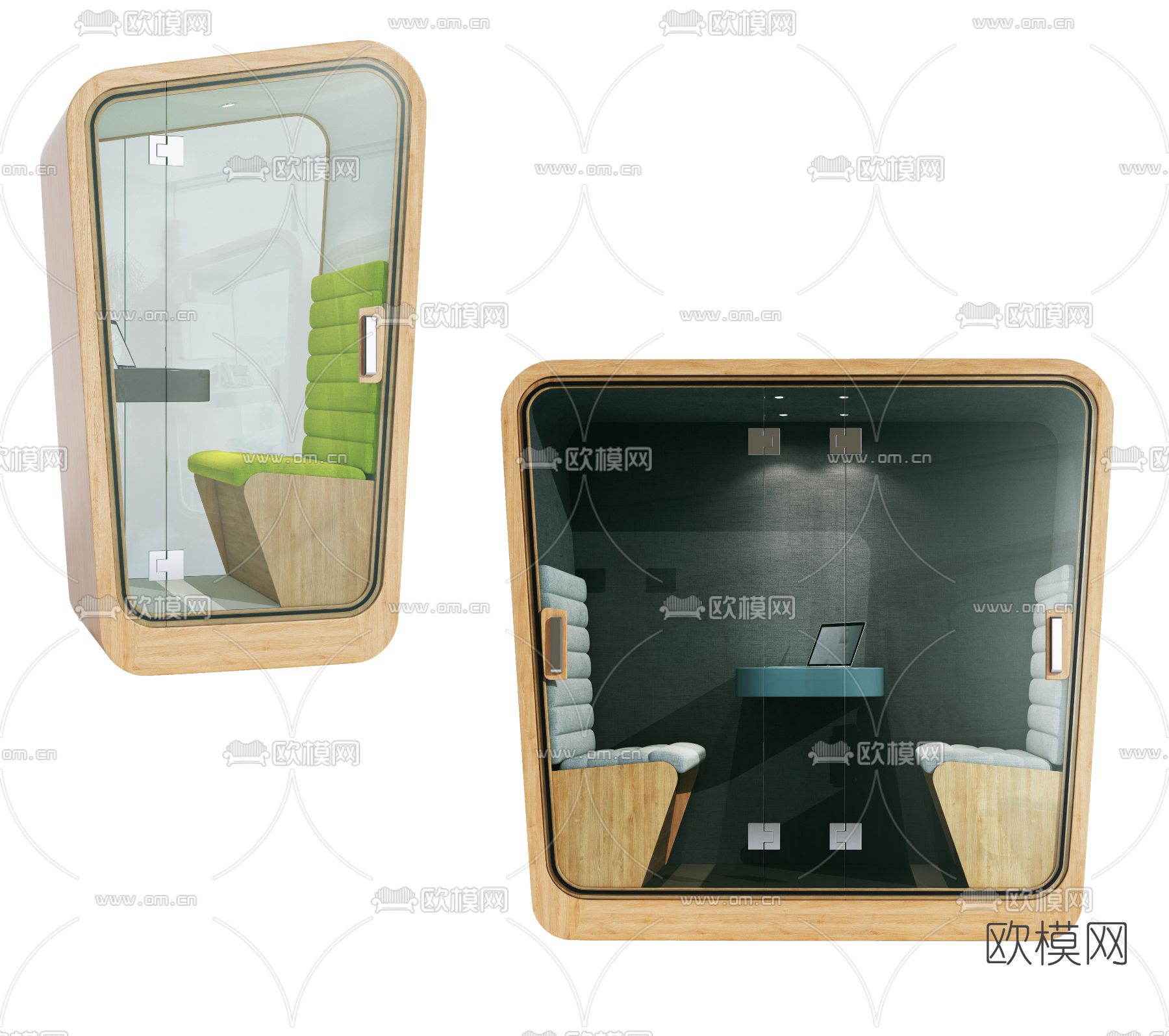 现代办公室隔音间3d模型下载