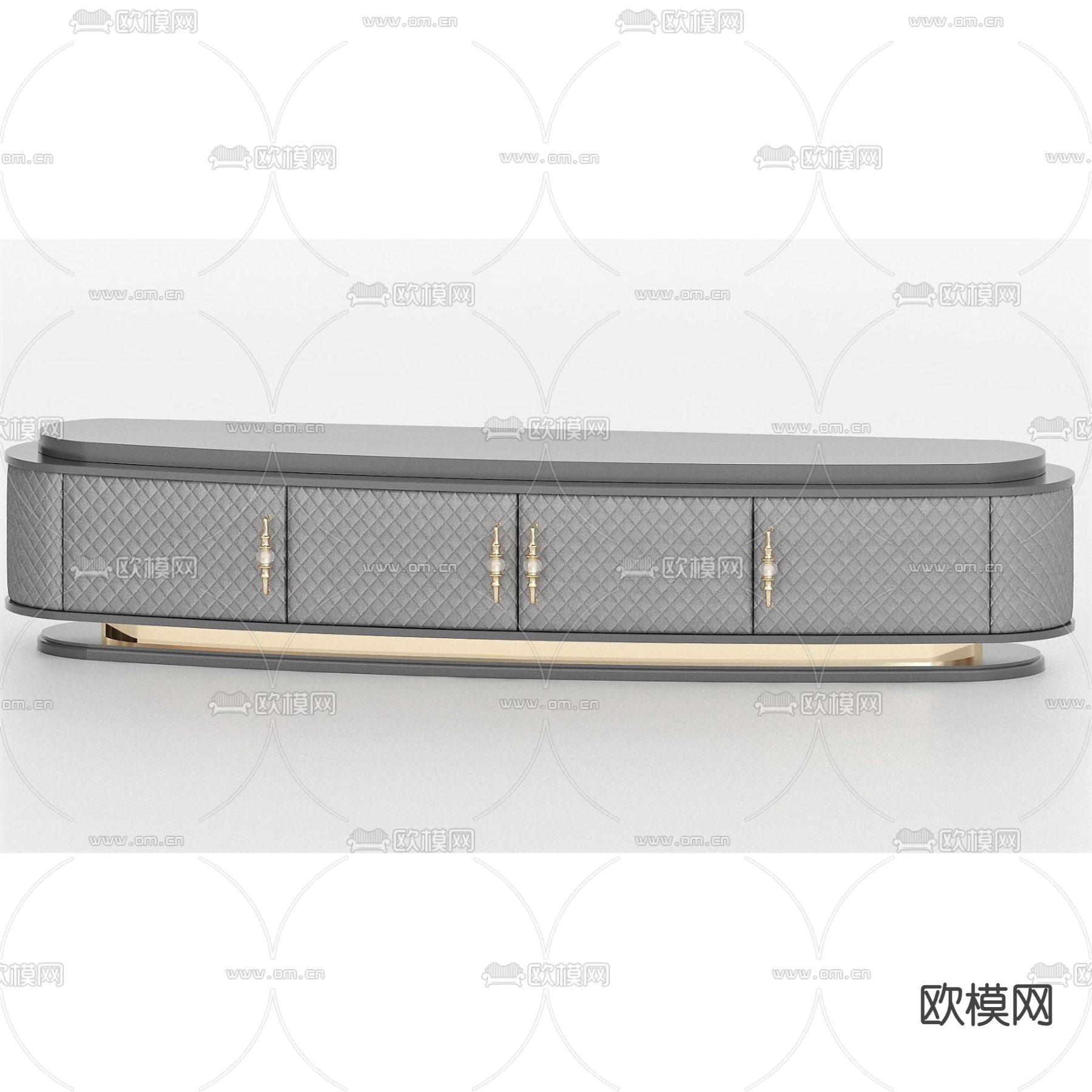 简欧实木皮革电视柜免费3d模型下载