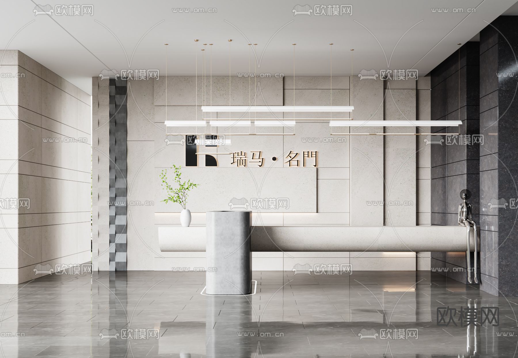 现代前台接待台3d模型