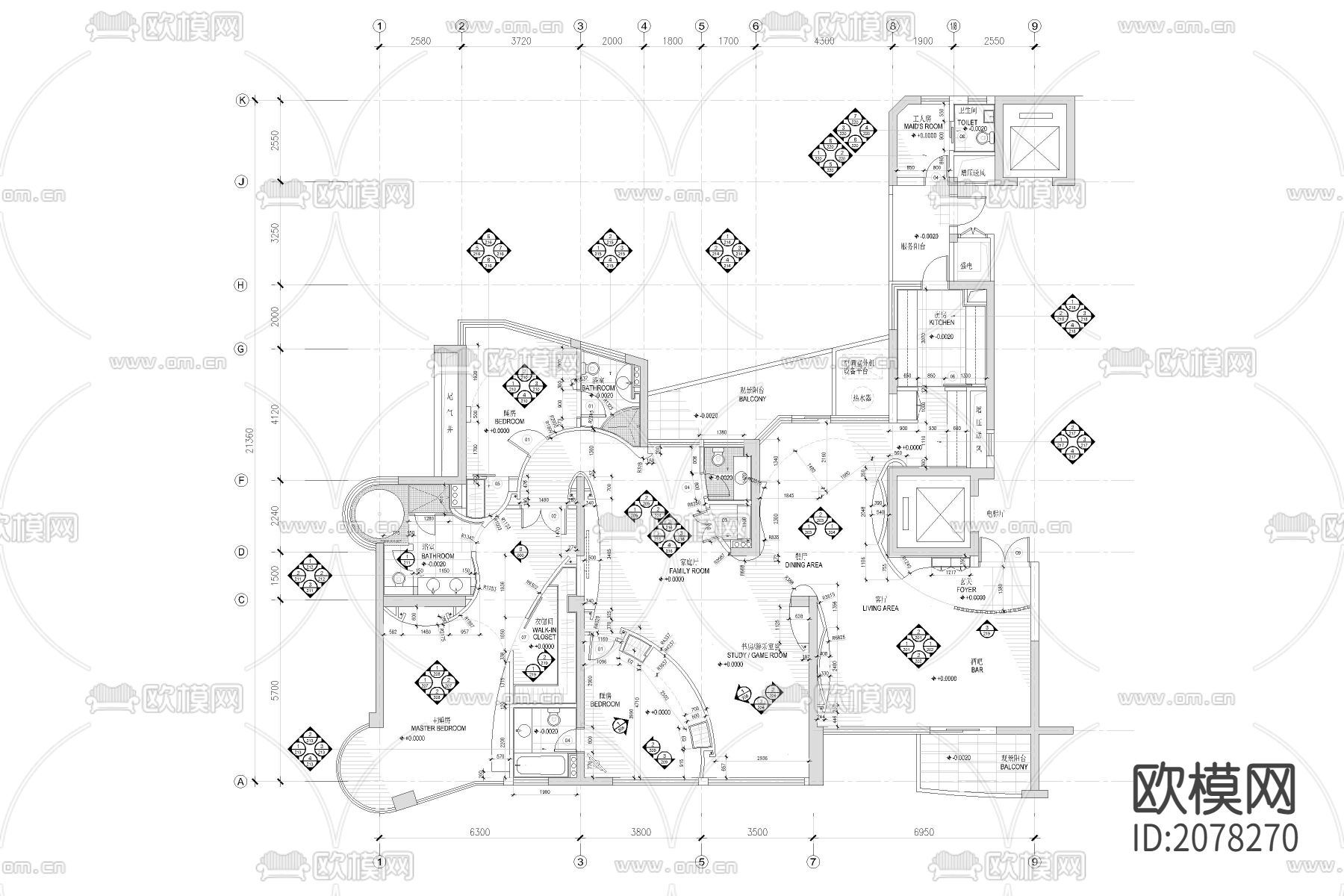 杭州南都东方润园样板房CAD施工图下载（渲染图1）