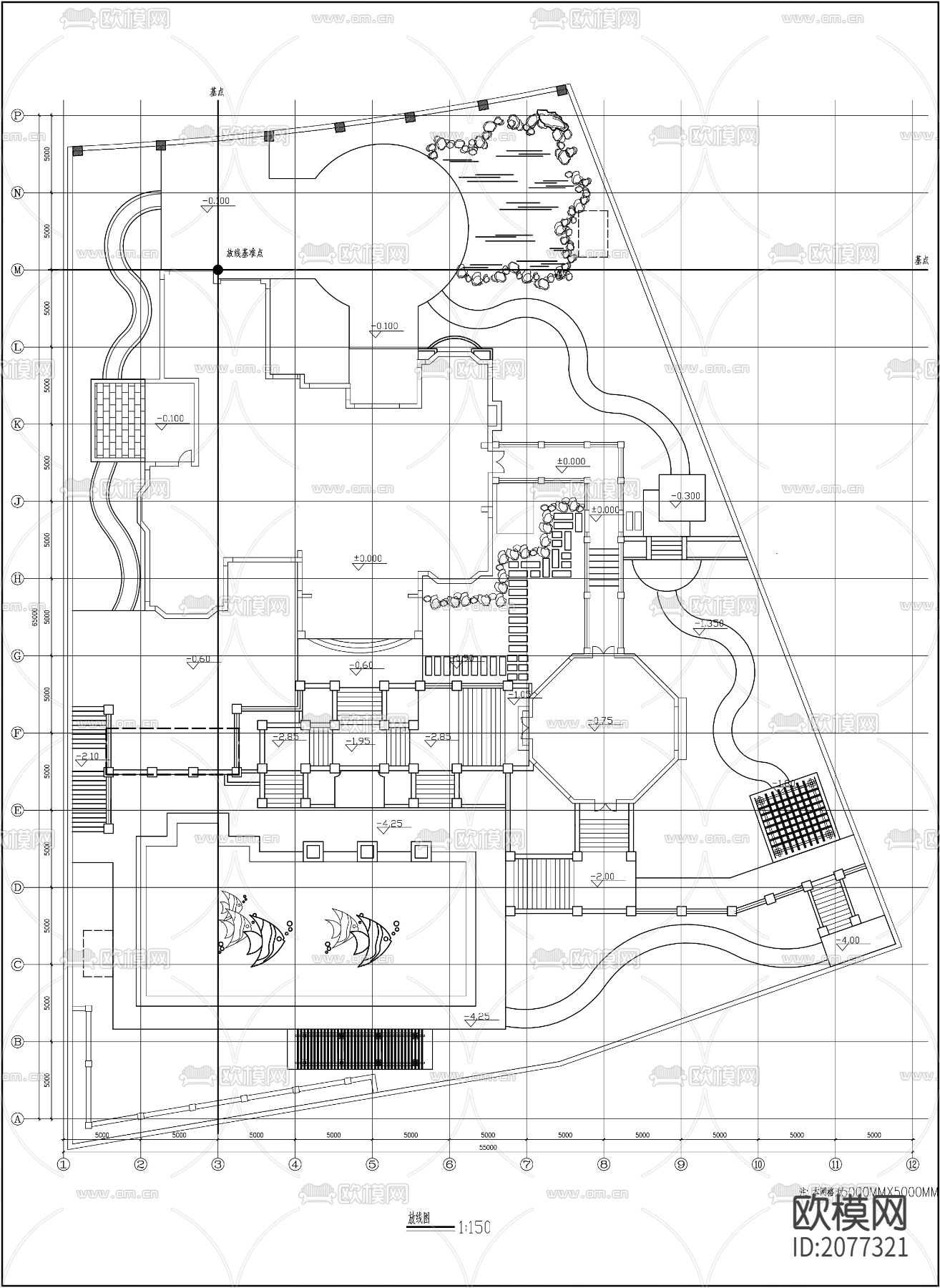 豪华别墅庭院平面方案CAD施工图下载（渲染图3）