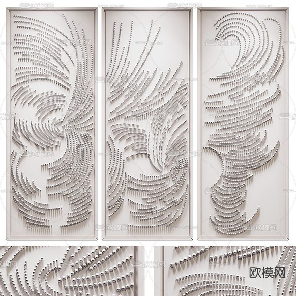 现代立体墙饰挂件3d模型下载(渲染图1)