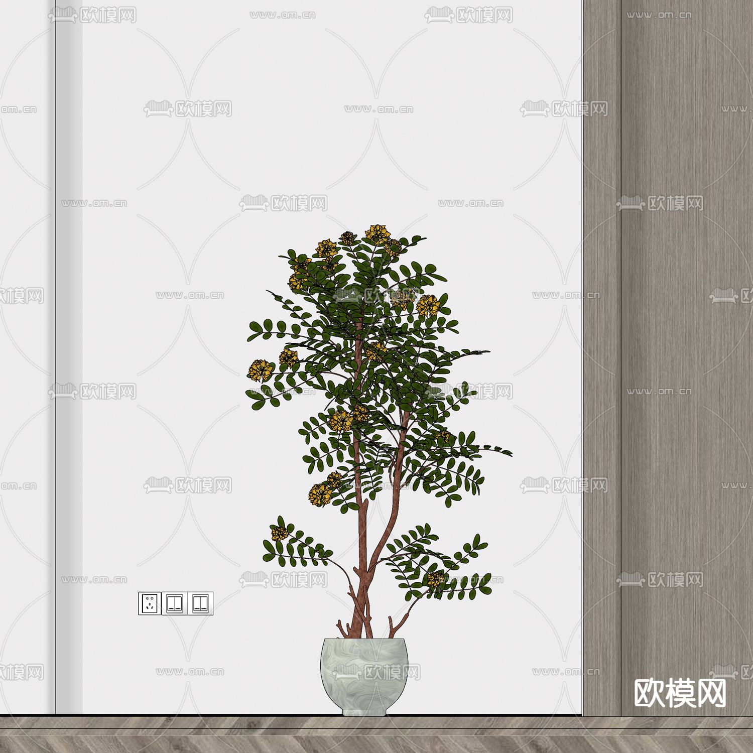 现代绿植盆栽su模型下载（渲染图3）