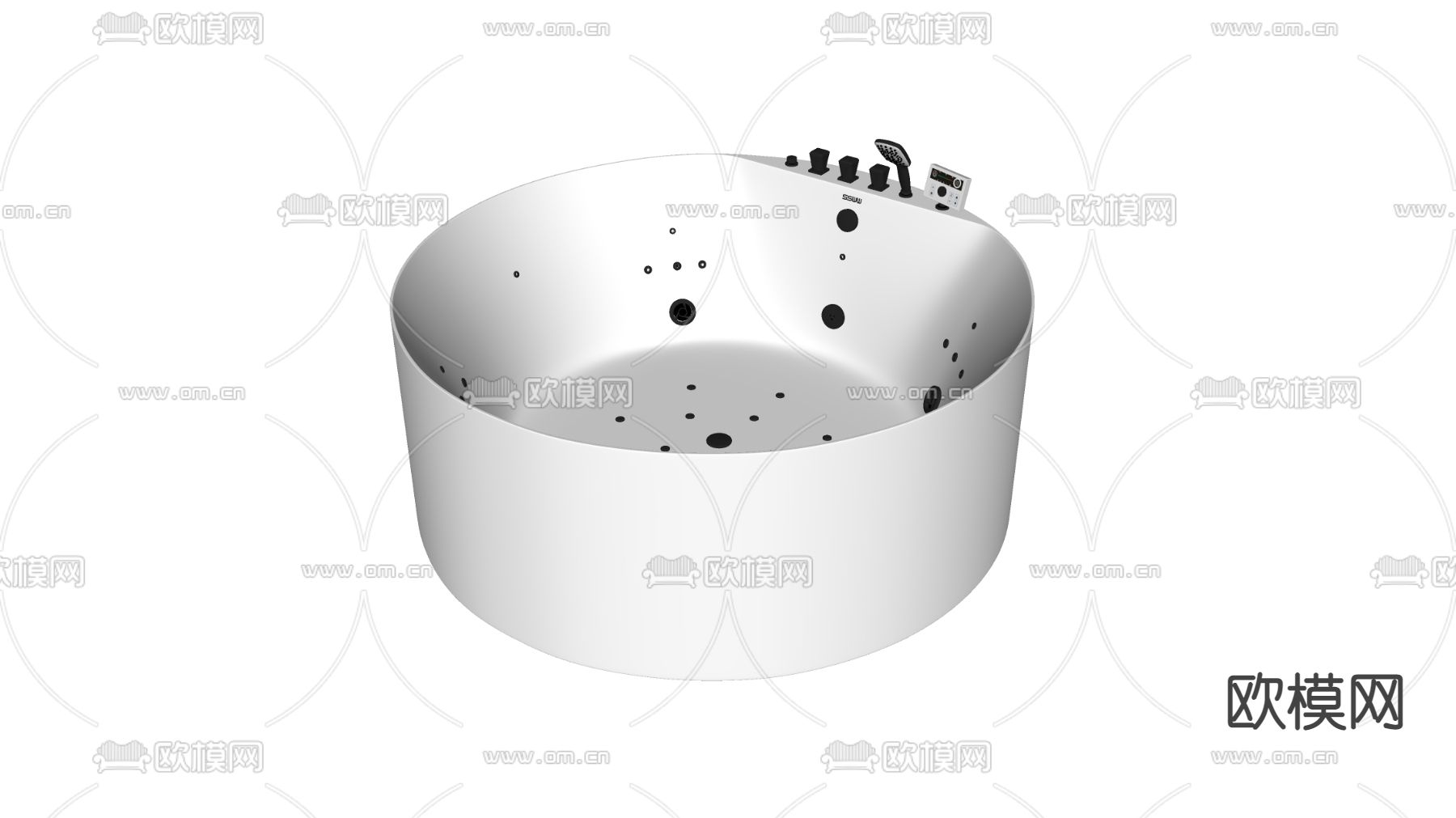 现代圆形浴缸su模型下载（渲染图2）