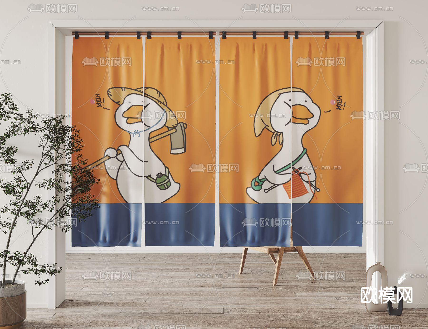 北欧布帘门帘3d模型下载