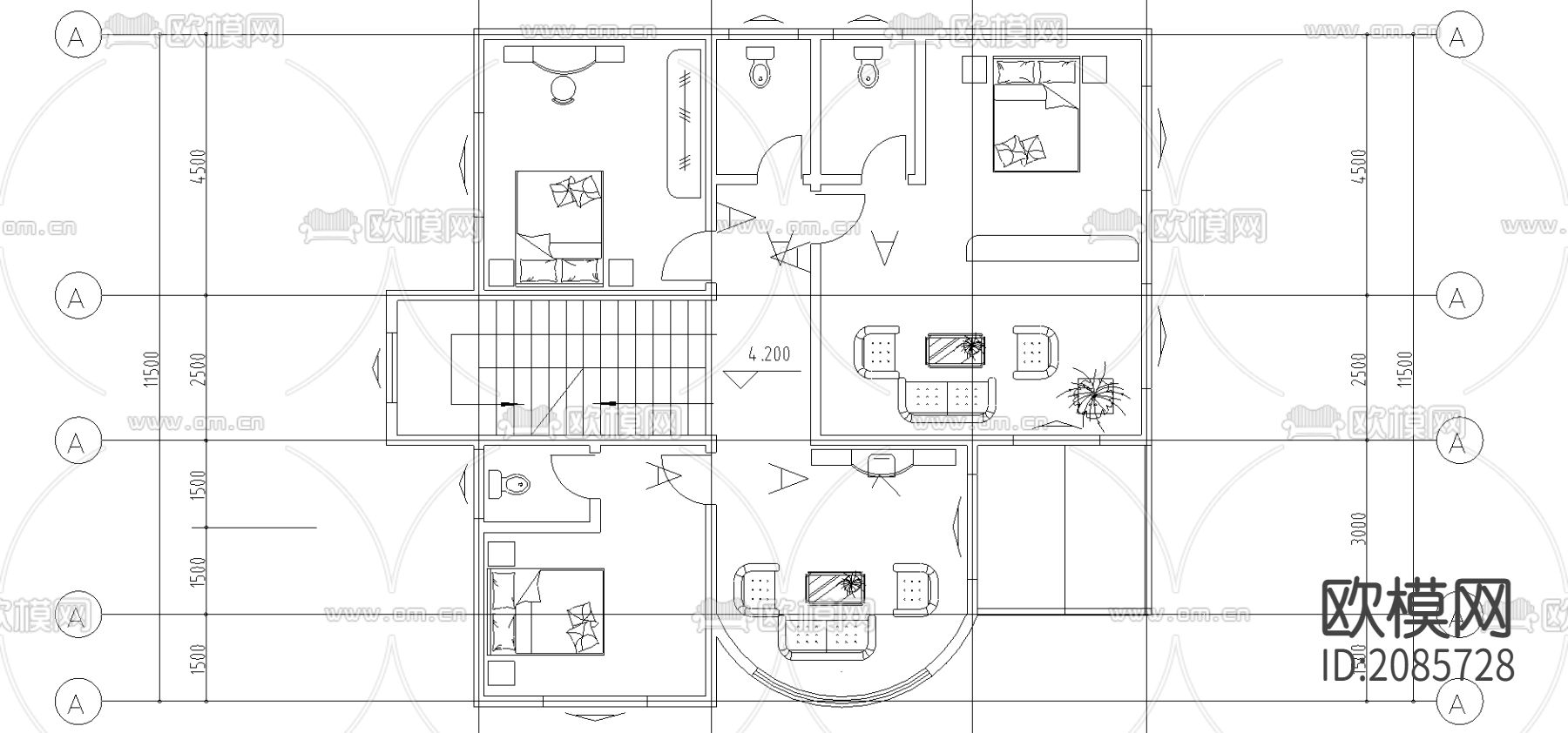 住宅cad施工图下载（渲染图3）