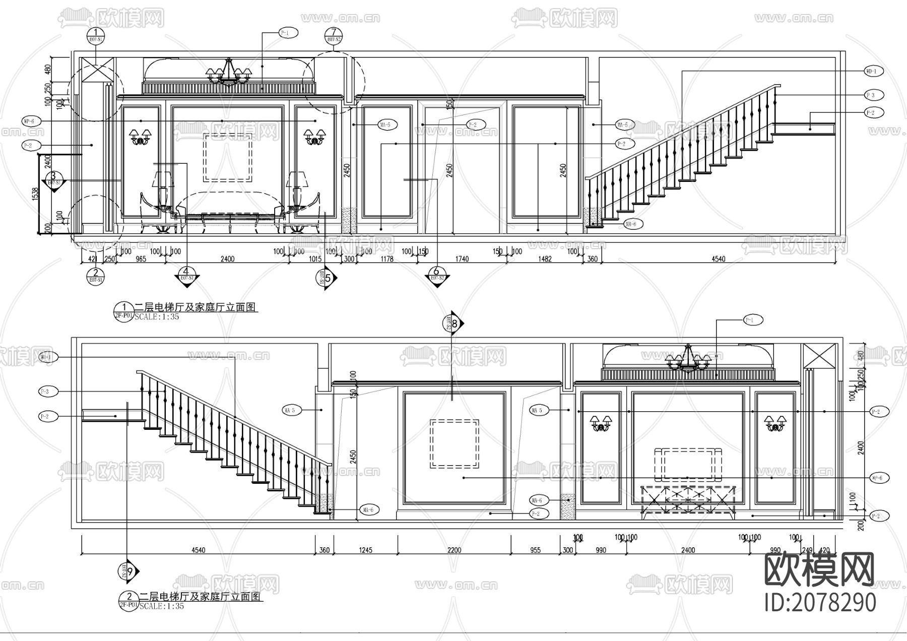 四层别墅CAD施工图下载（渲染图5）