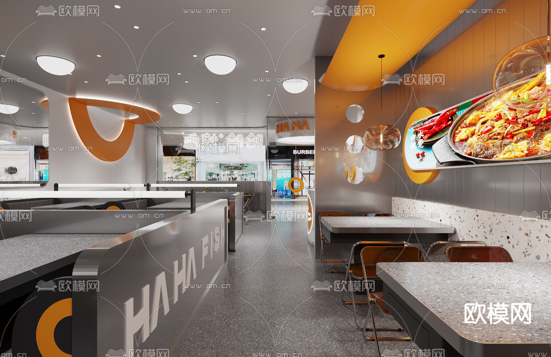现代烤鱼店3d模型下载（渲染图5）