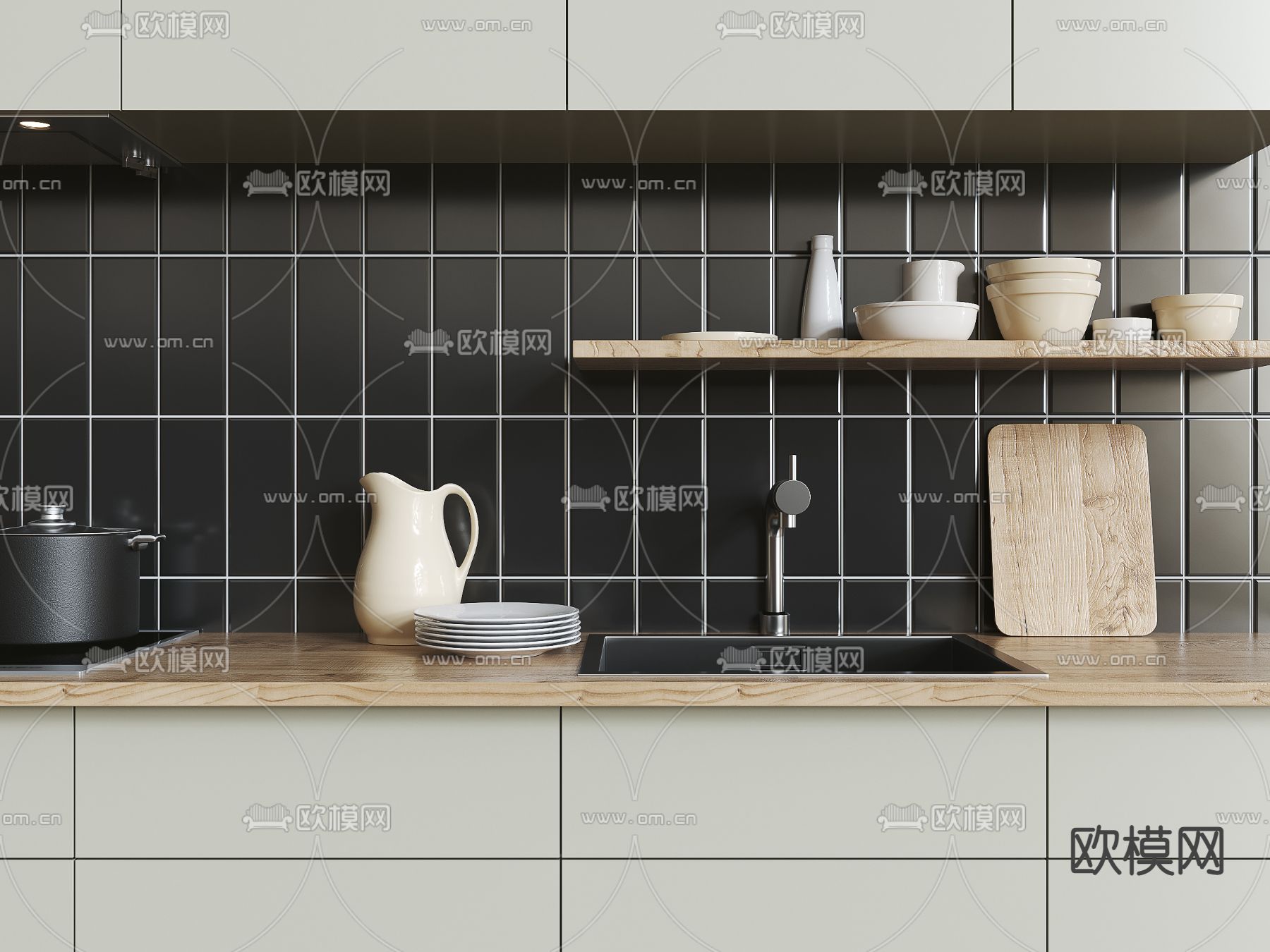 北欧厨柜su模型